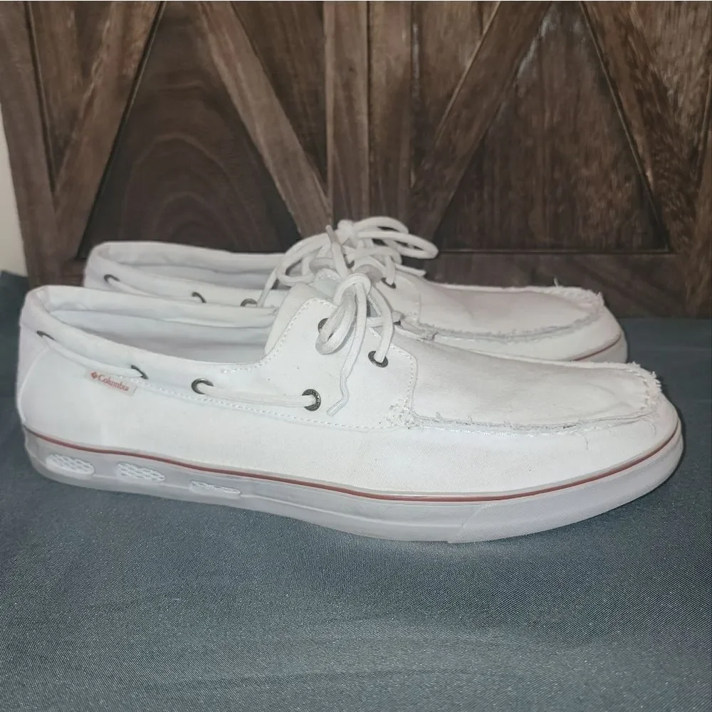 Columbia Vulc N Vent Boater Topsider Lace Shoes Seaside White Men's Size 14